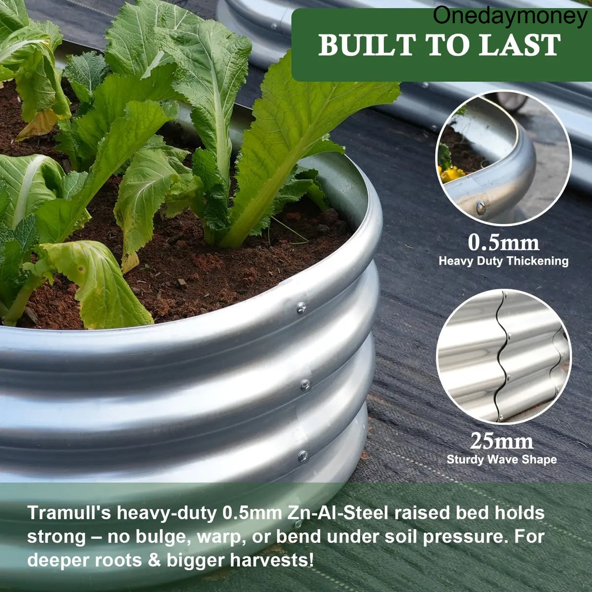 4x2x1FT Galvanized Raised Garden Bed