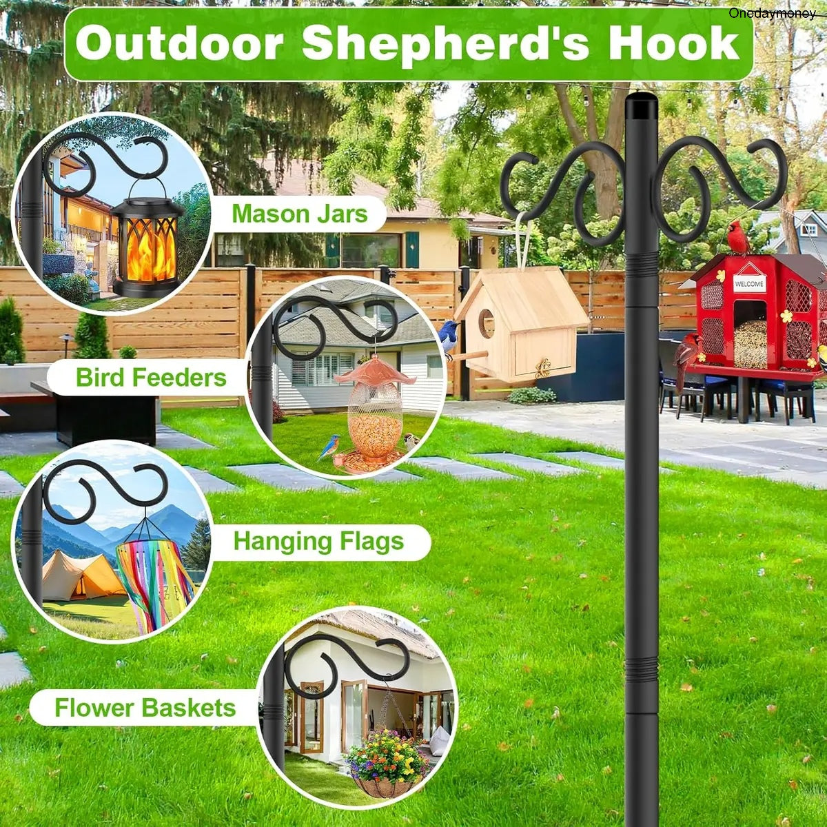 2-Pack 90" Outdoor Shepherd Hooks
