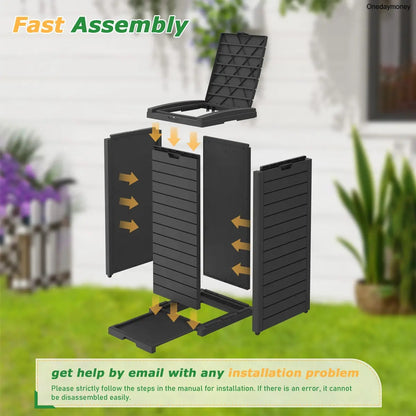 31-Gallon Outdoor Trash Can with Lid & Drip Tray