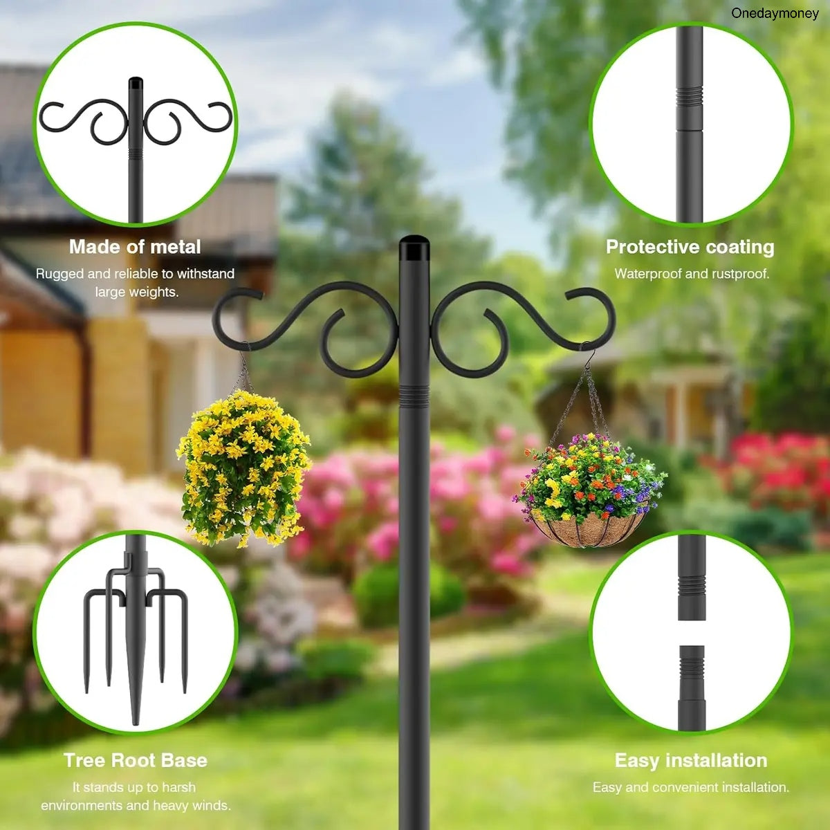 2-Pack 90" Outdoor Shepherd Hooks