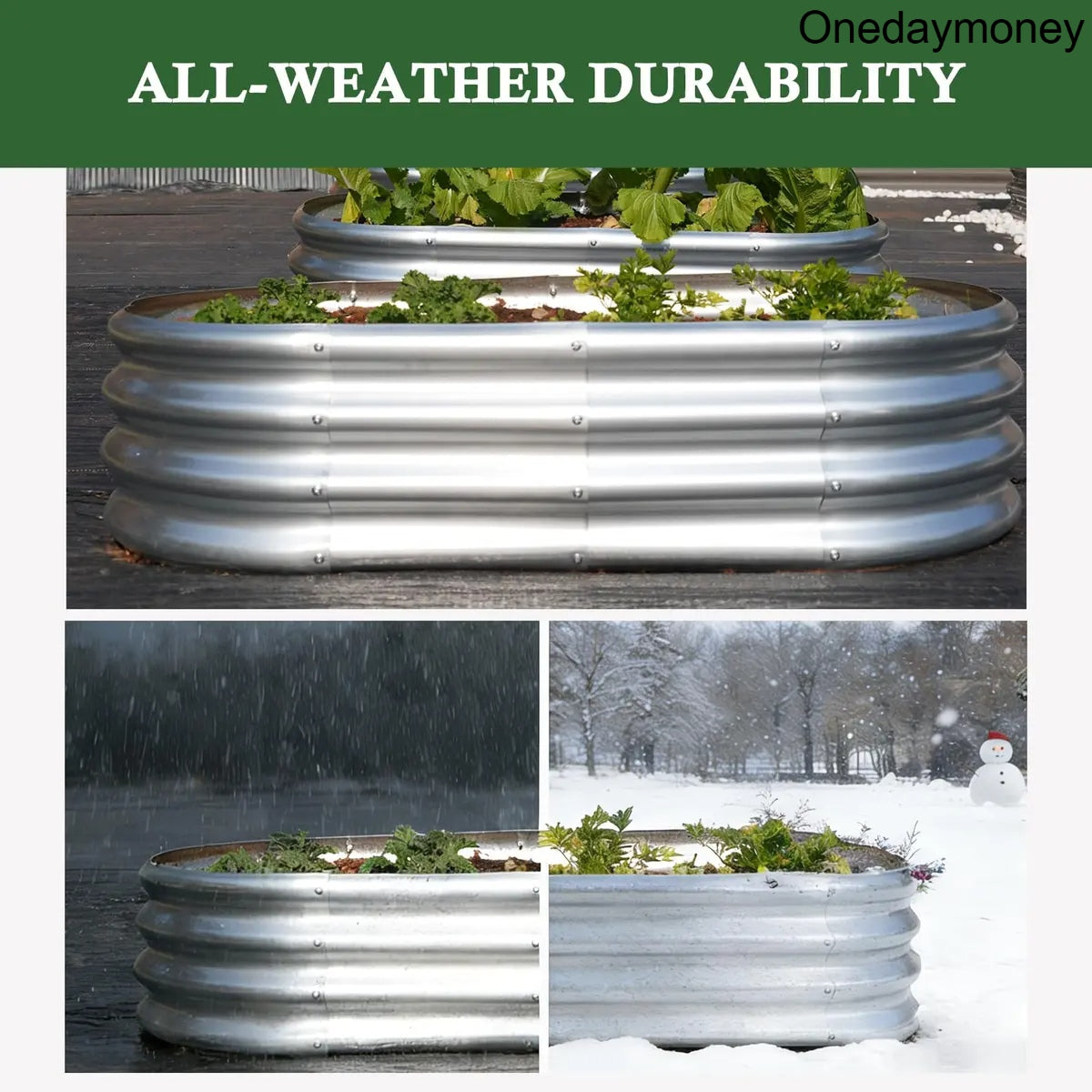 4x2x1FT Galvanized Raised Garden Bed