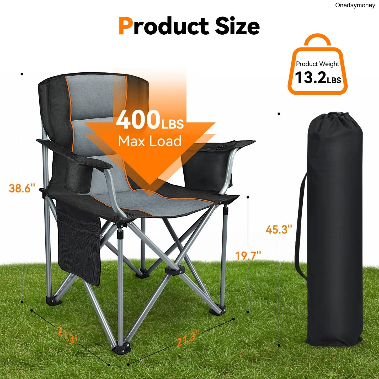 Heavy-Duty Outdoor Folding Chair 400lbs