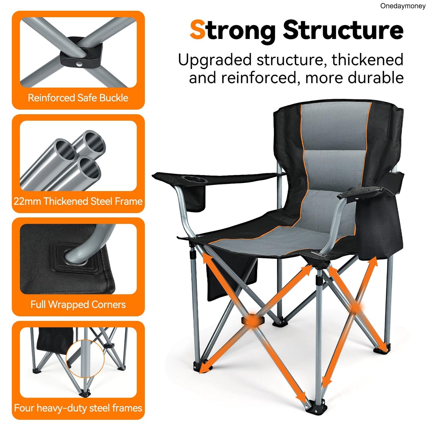 Heavy-Duty Outdoor Folding Chair 400lbs