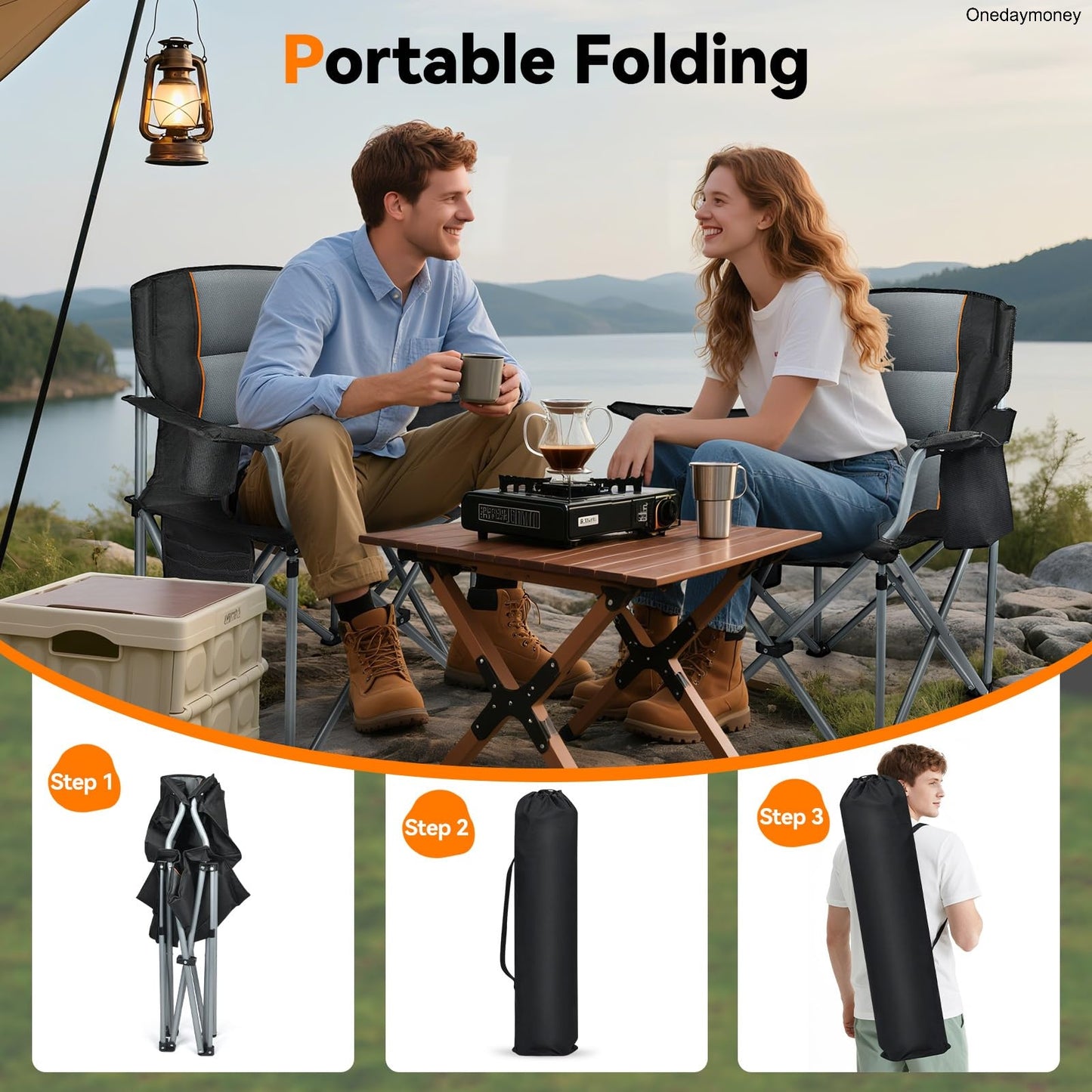 Heavy-Duty Outdoor Folding Chair 400lbs